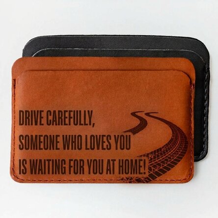 Personalised leather wallet with message - Please note!