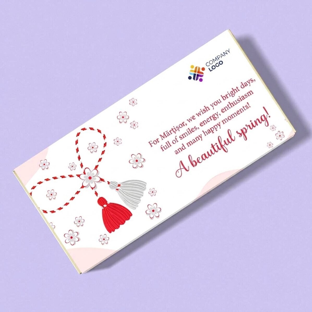 Personalised chocolate with text and logo