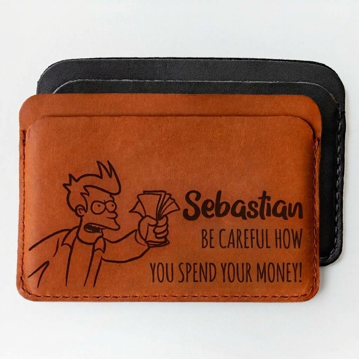 Personalised leather wallet with message and name - Money