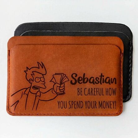 Personalised leather wallet with message and name - Money