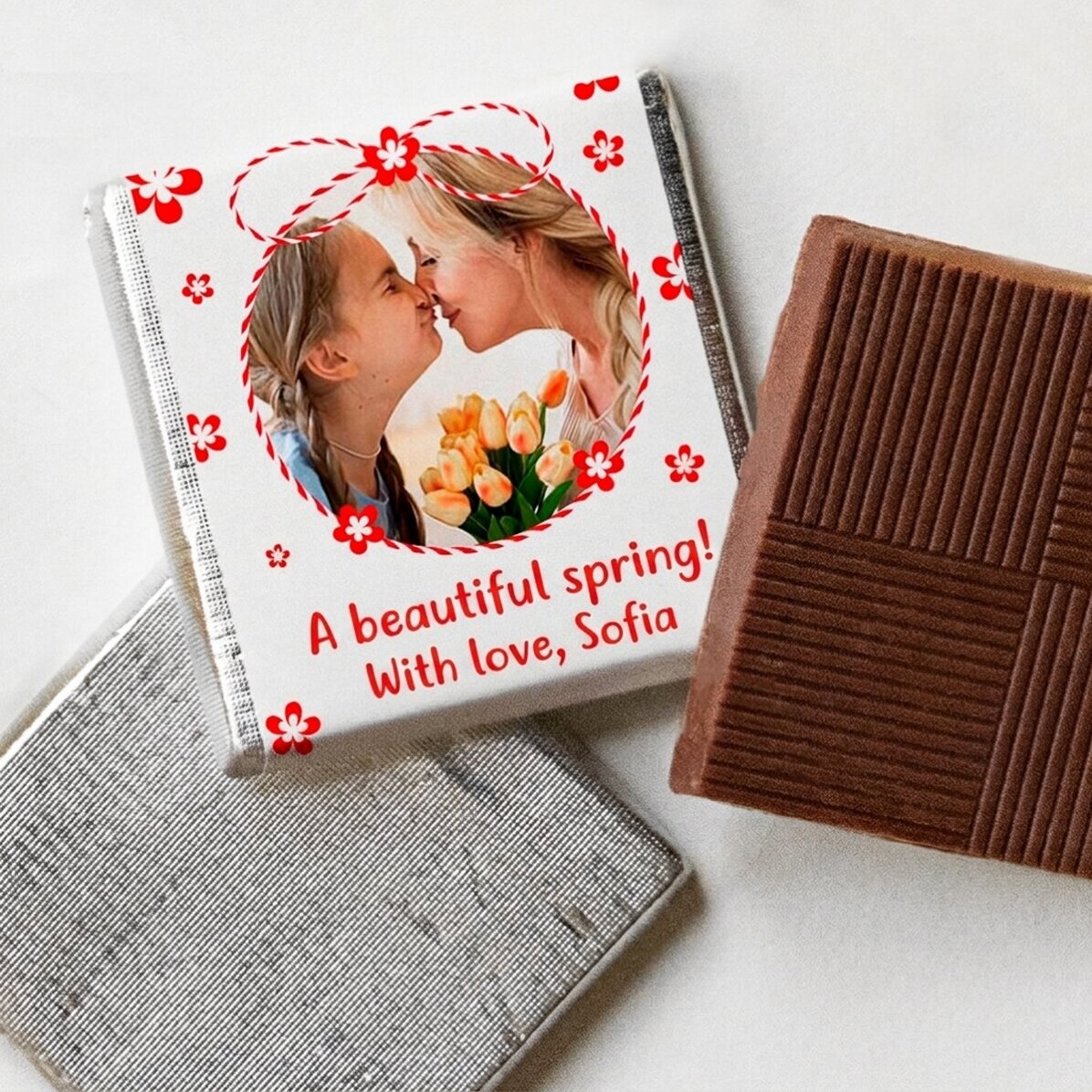 Personalised mini chocolate with photo and message