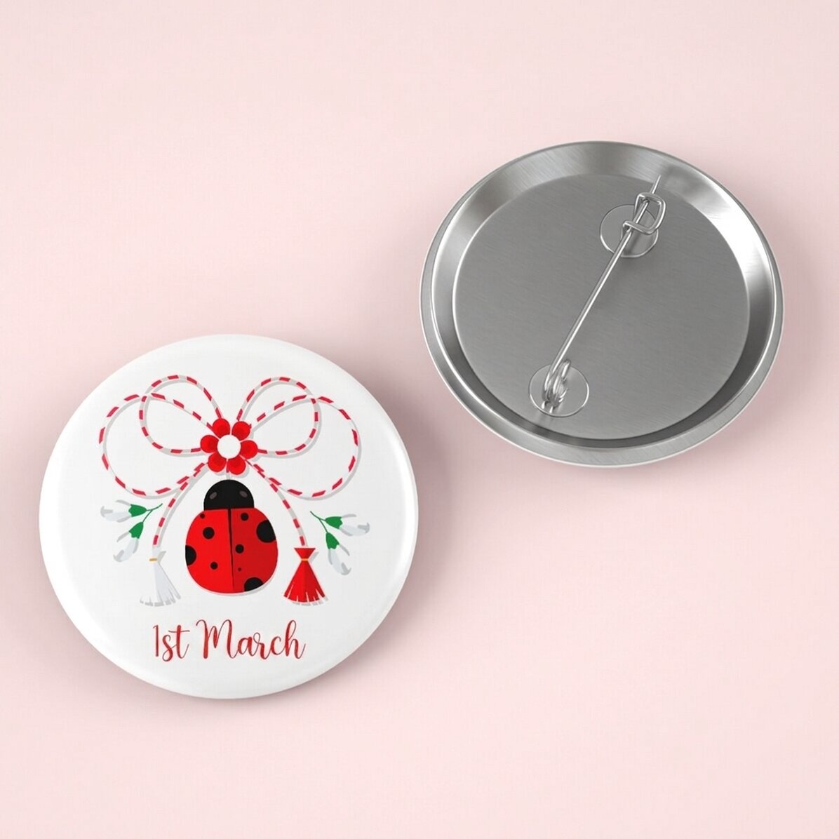 Personalised badge with ladybird text