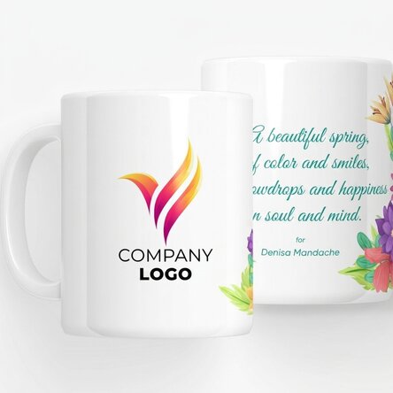 Personalised mug with logo and text - Spring flowers