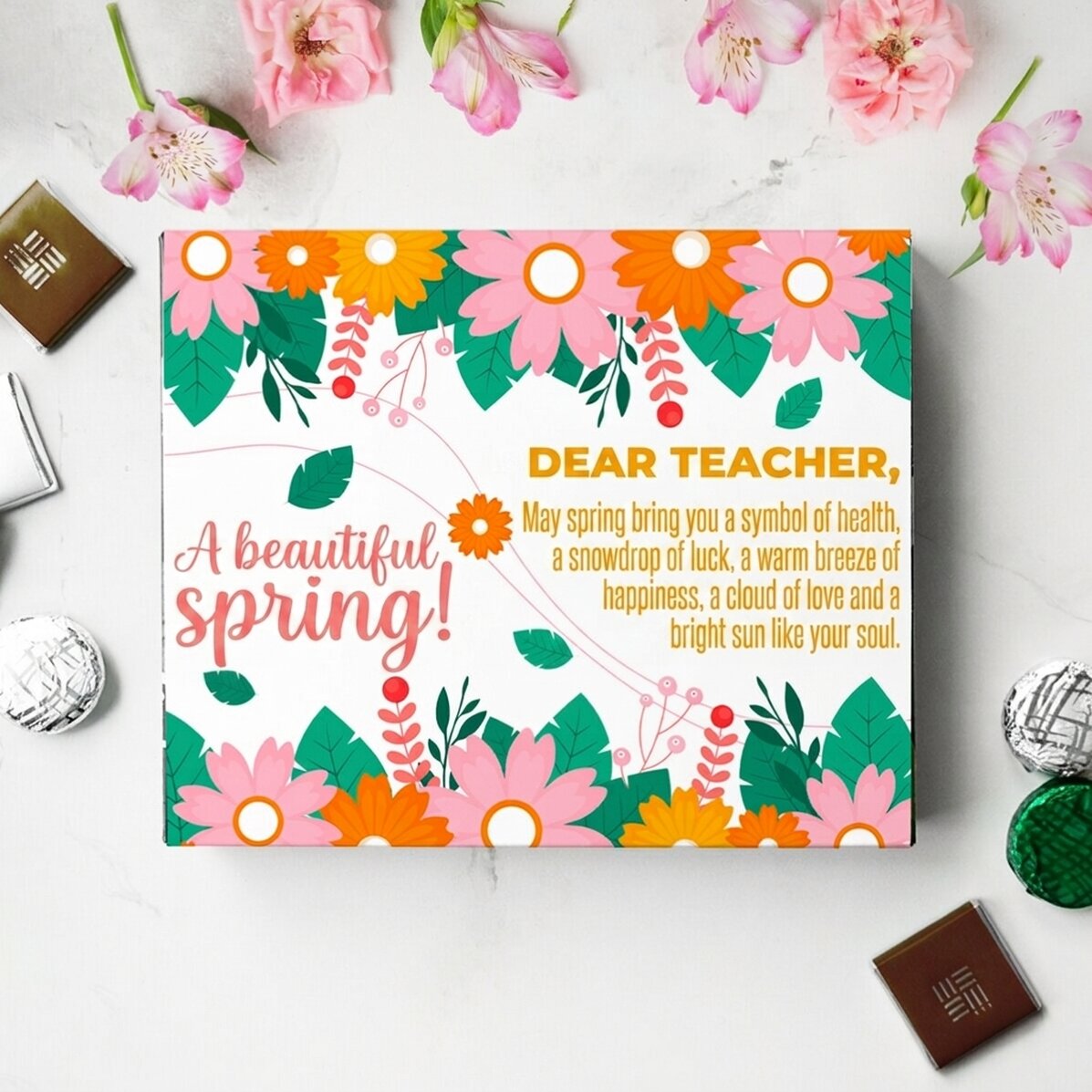 Personalised candy box with text - Spring in bloom