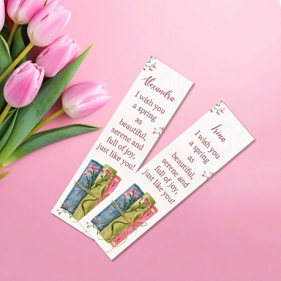 Personalised bookmark with message - Spring
