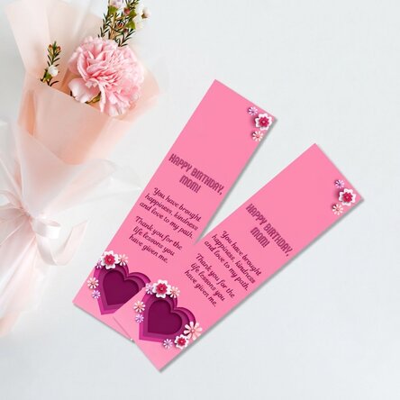 Personalised bookmark with message - Pink heart