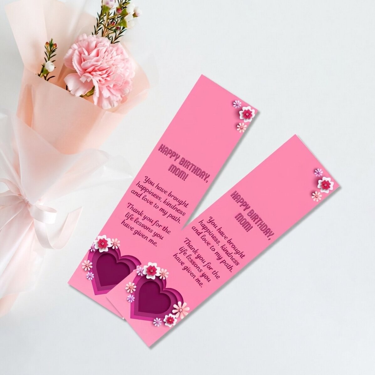Personalised bookmark with message - Pink heart