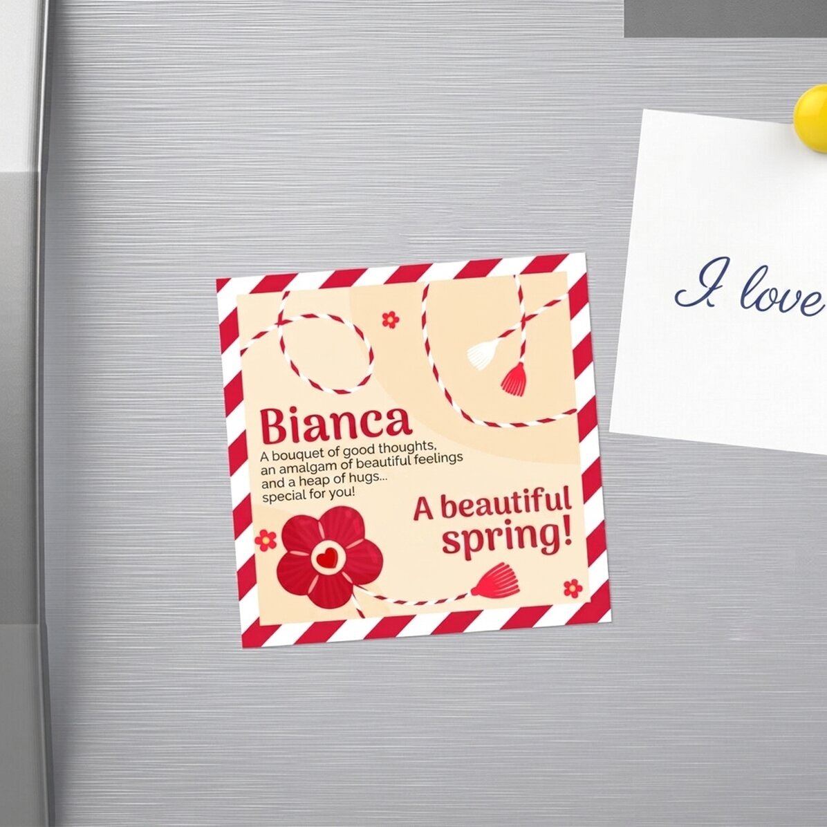 10x10 magnet personalised with name and message