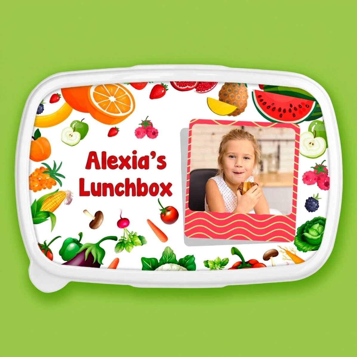 Lunch box, personalised with a photo and text - Fruit and vegetables
