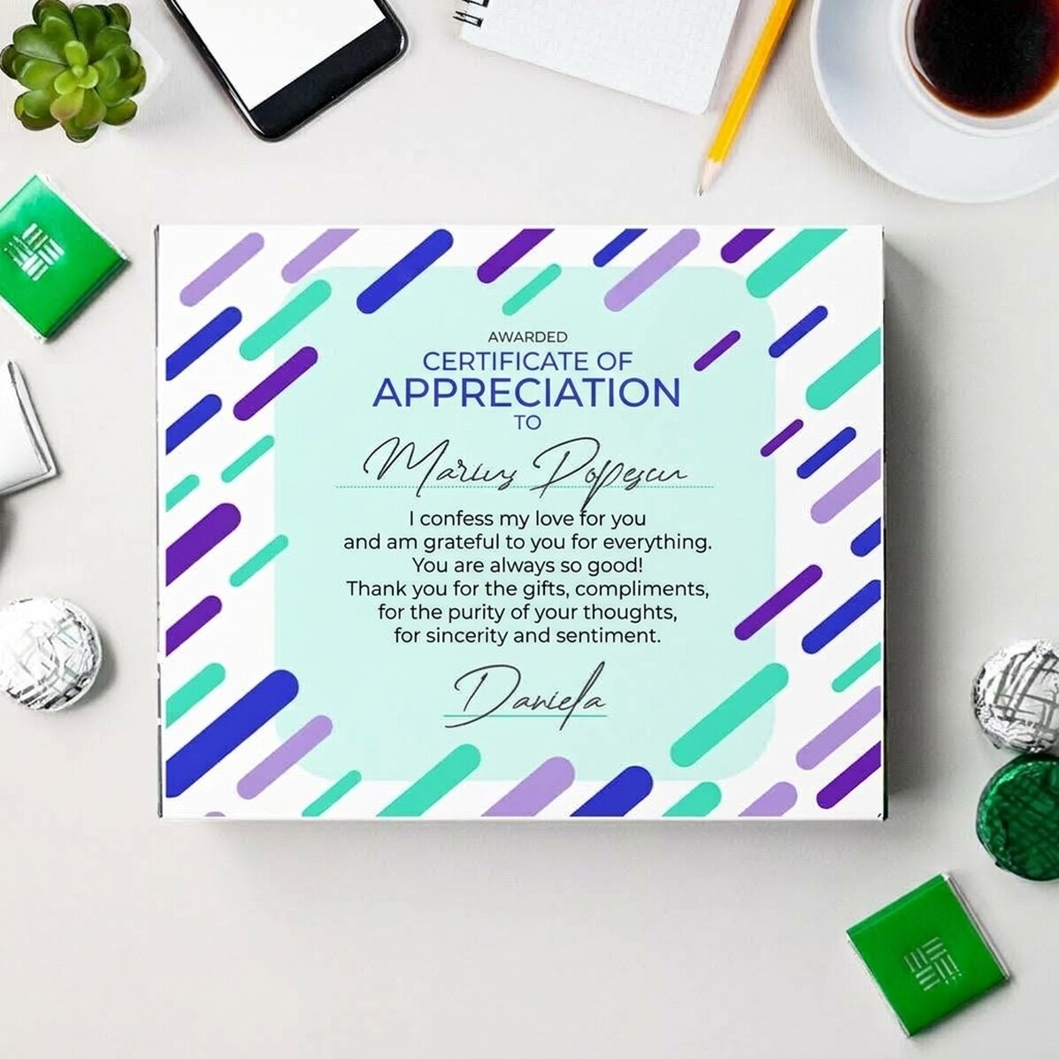 Personalised box of chocolates with text - Appreciation