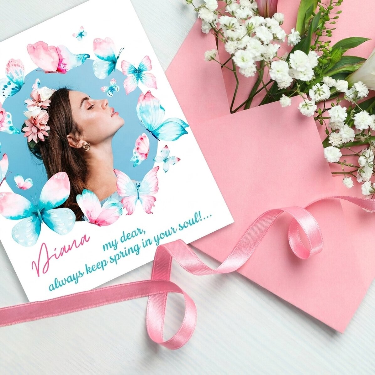 10x12 cm photo personalised with text - Butterflies