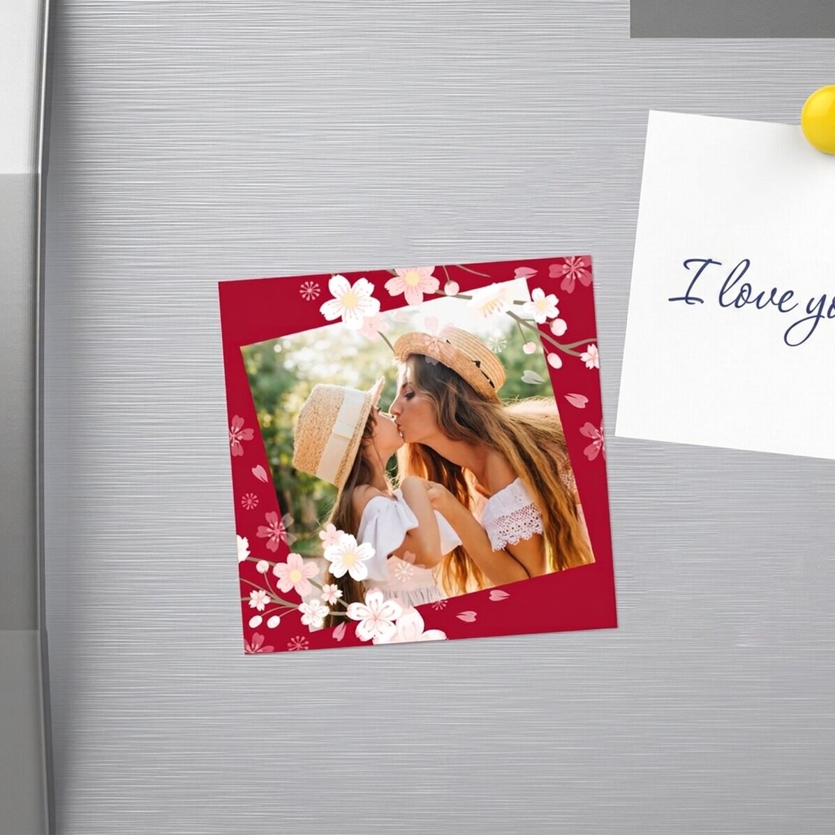 Personalised 10x10 magnet with a photo - Cherry blossoms