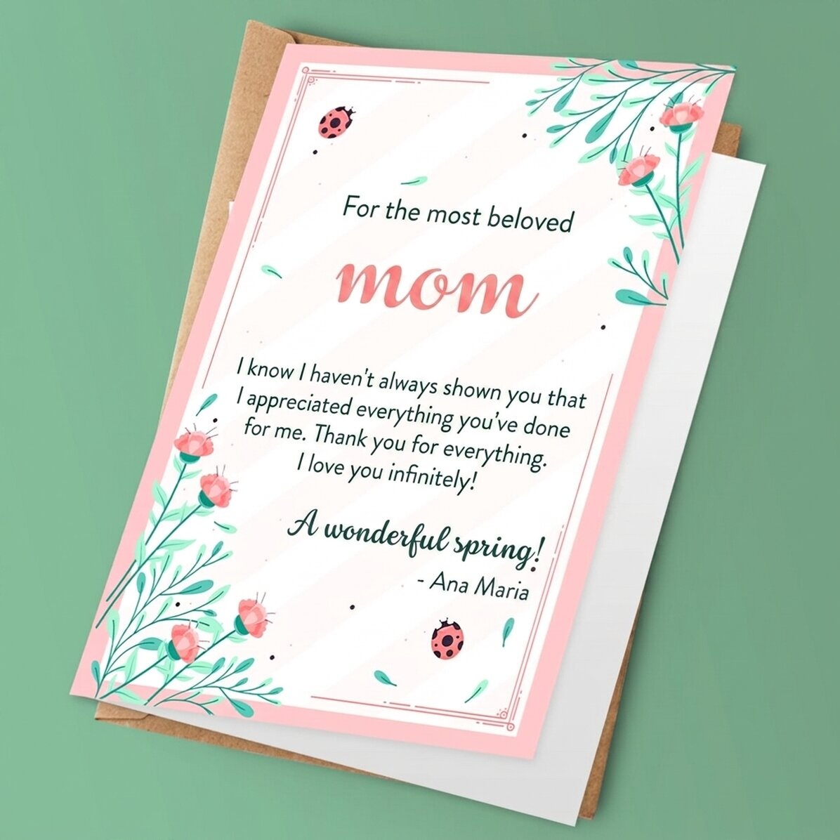 Personalised greeting card with text - A serene spring