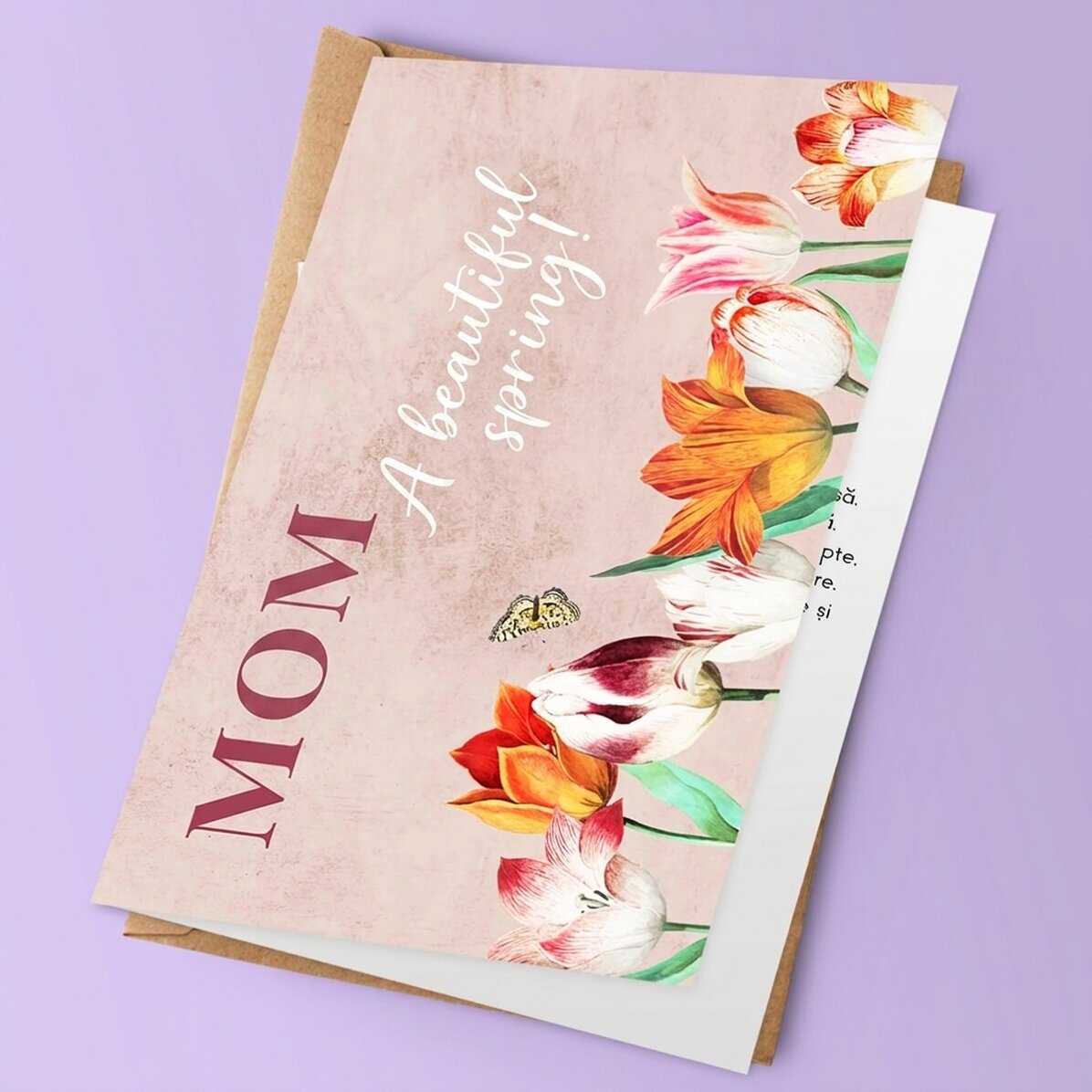 Personalised greeting card with text - Tulips