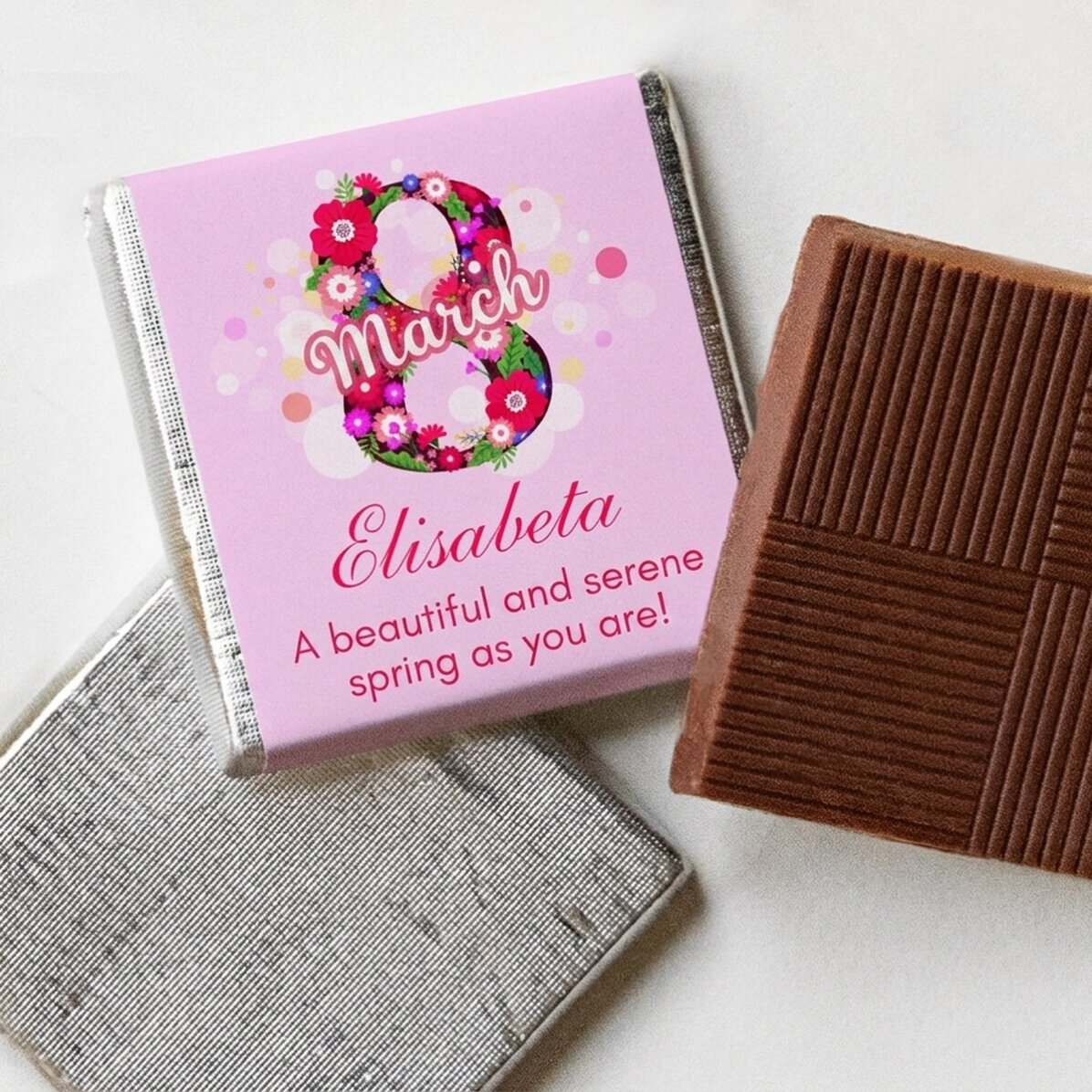 Personalised mini chocolate with message - 8 March