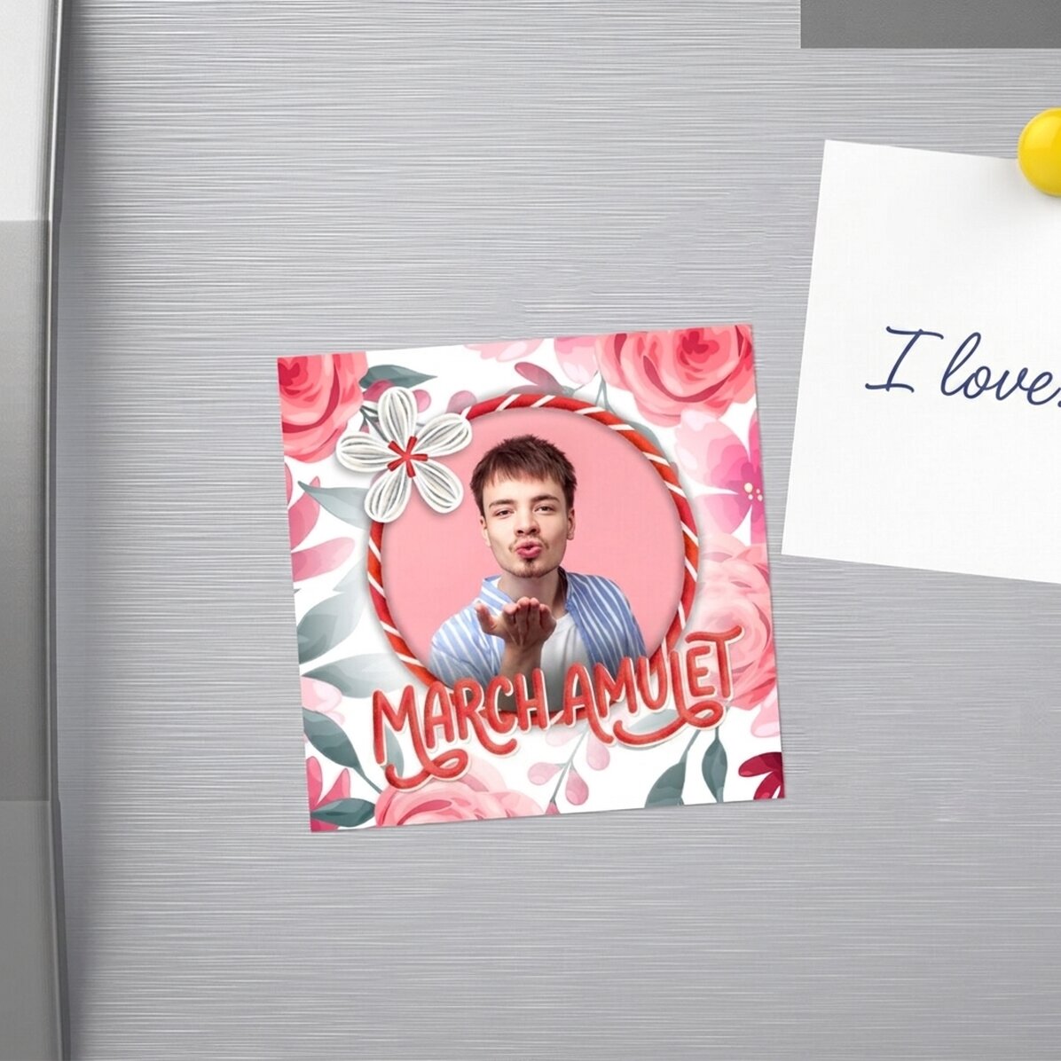 Personalised 10x10 magnet with a photo