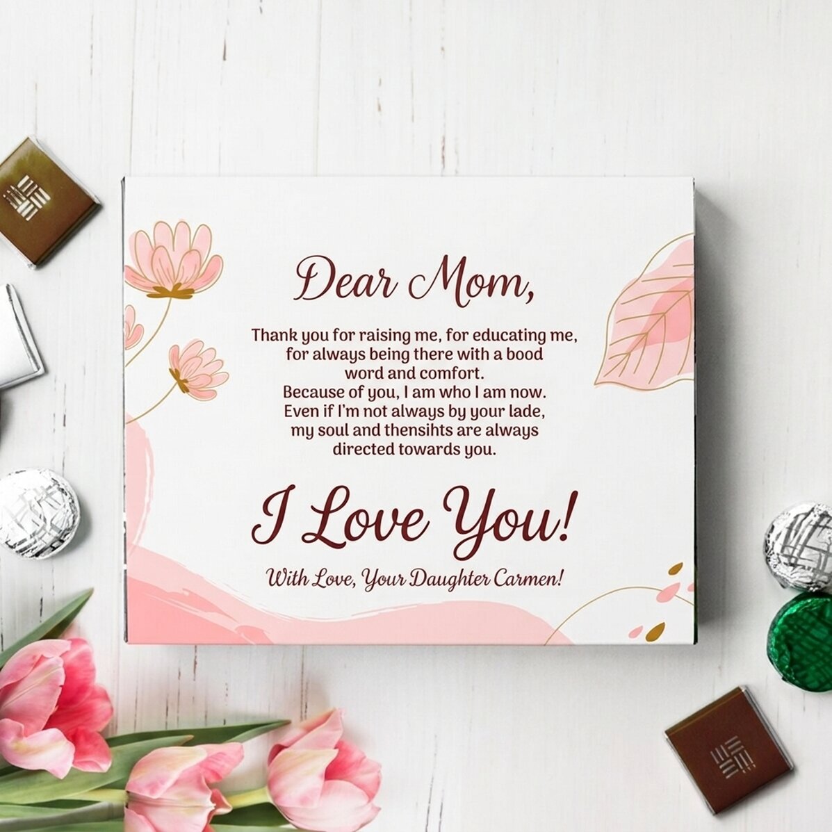 Personalised sweet box with text - My dear mother!