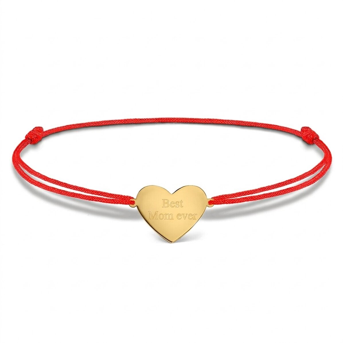 Personalised cord bracelet - heart 15x13 mm - 925 silver - Best Mum