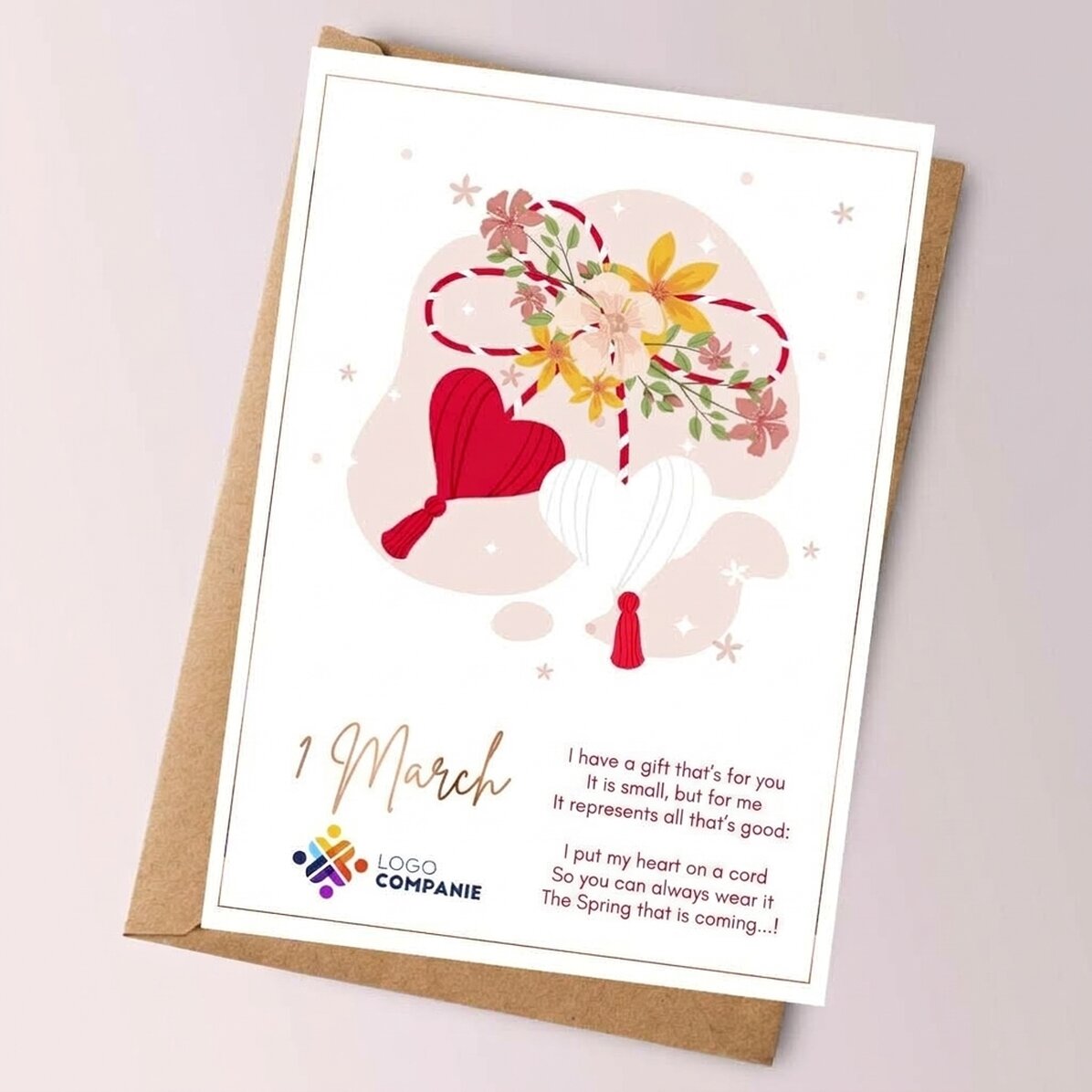 Personalised card with text and logo - Beautiful Spring