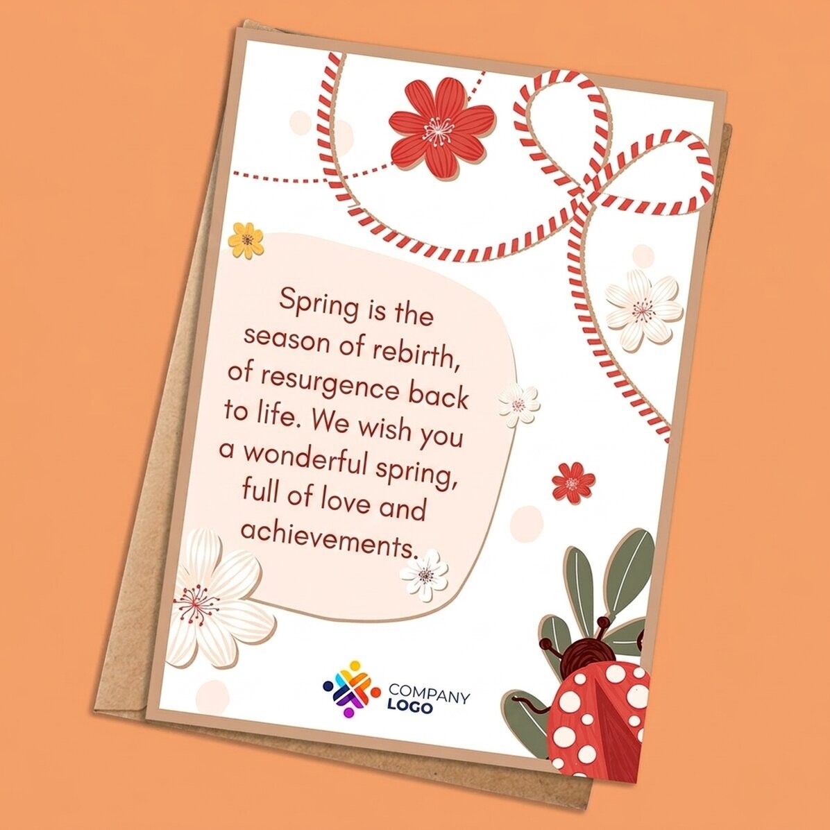 Personalised card with text and logo - Ladybird