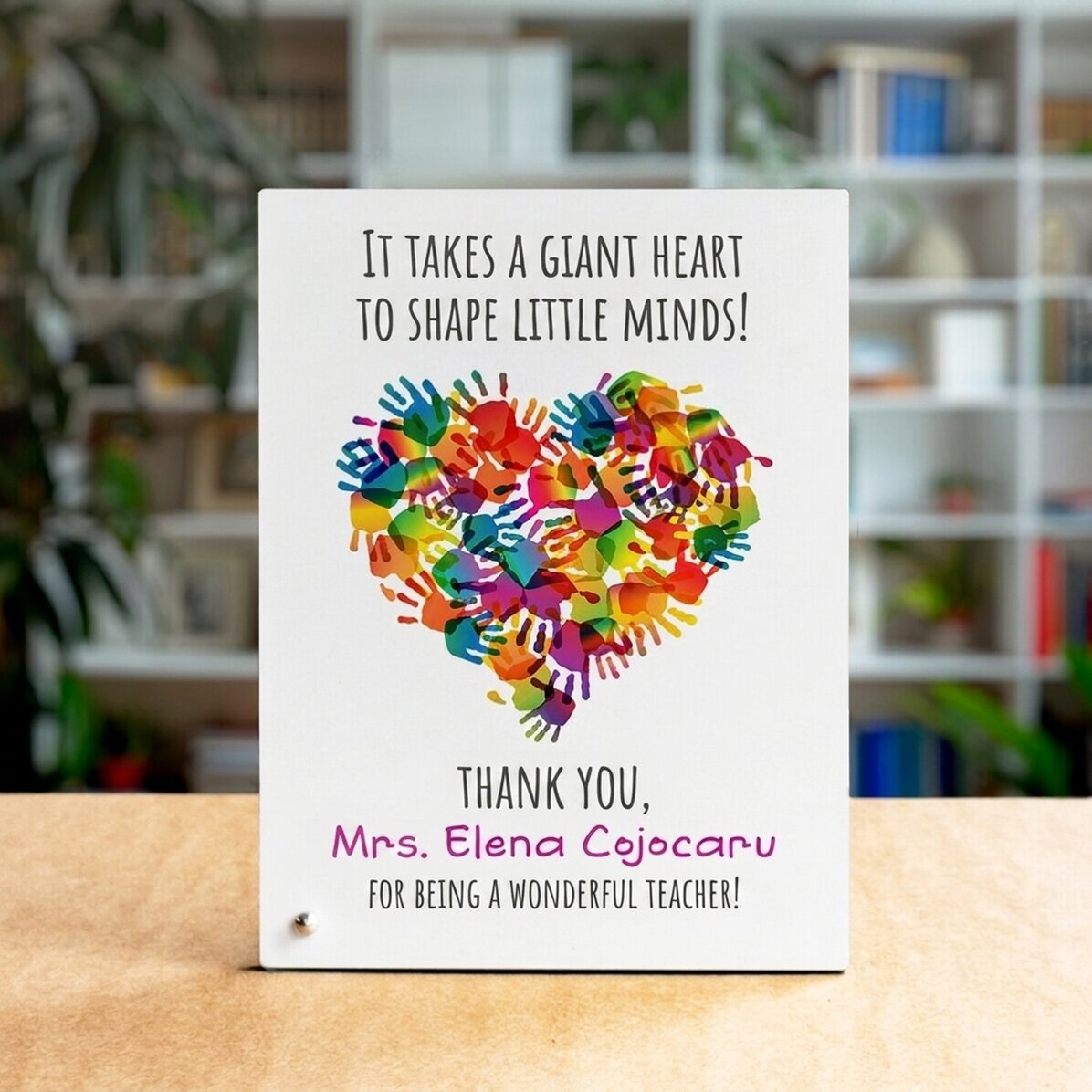 Personalised desk photo frame with message for teachers - Heart