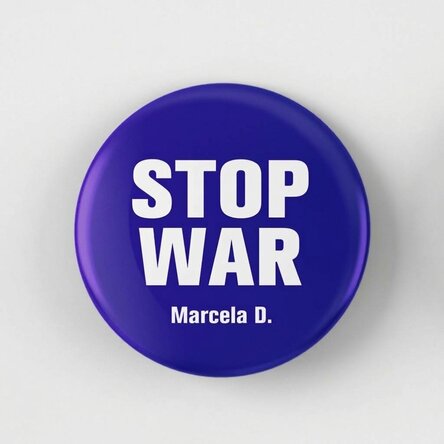 Personalised badge with name - STOP WAR