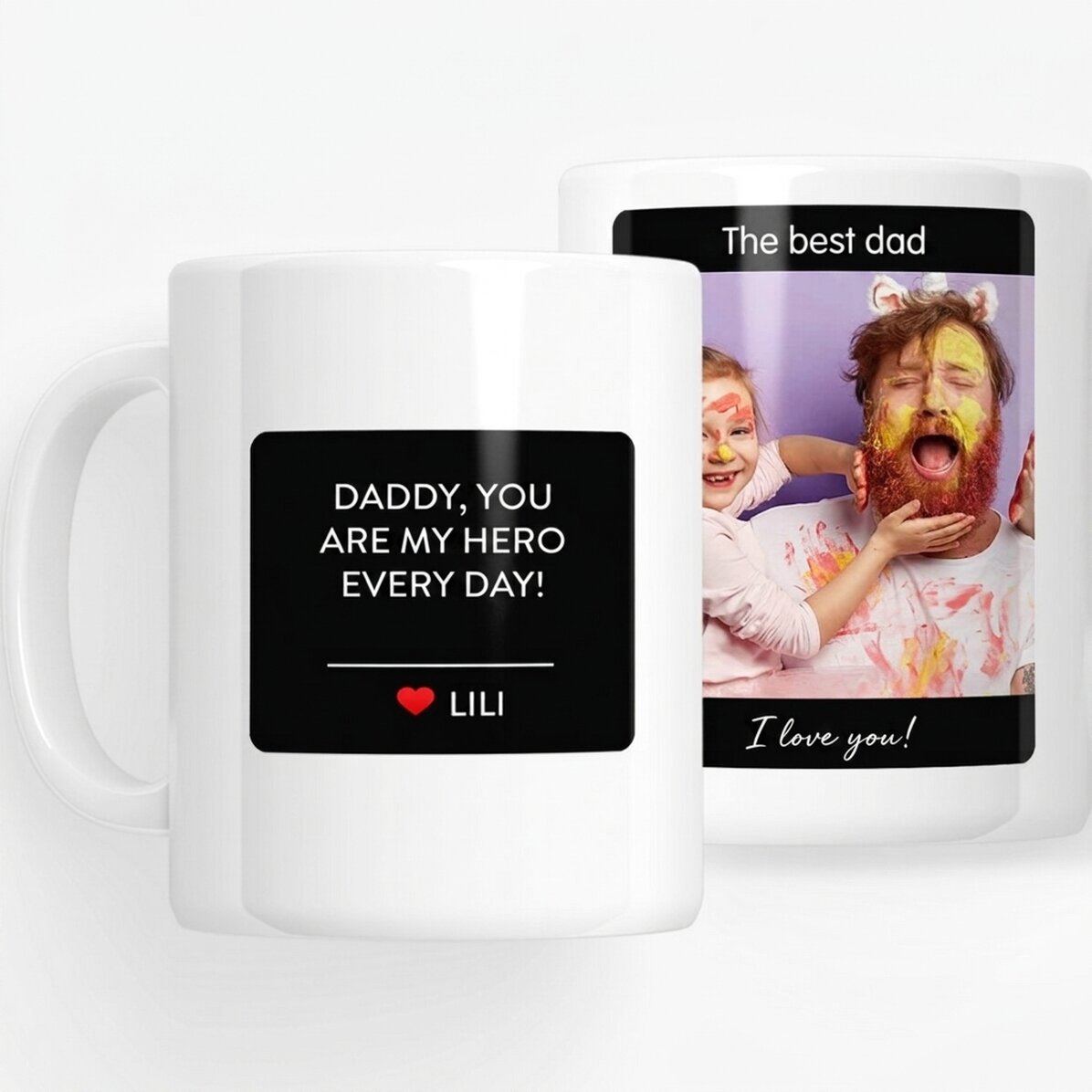 Personalised mug with text and photo - My hero
