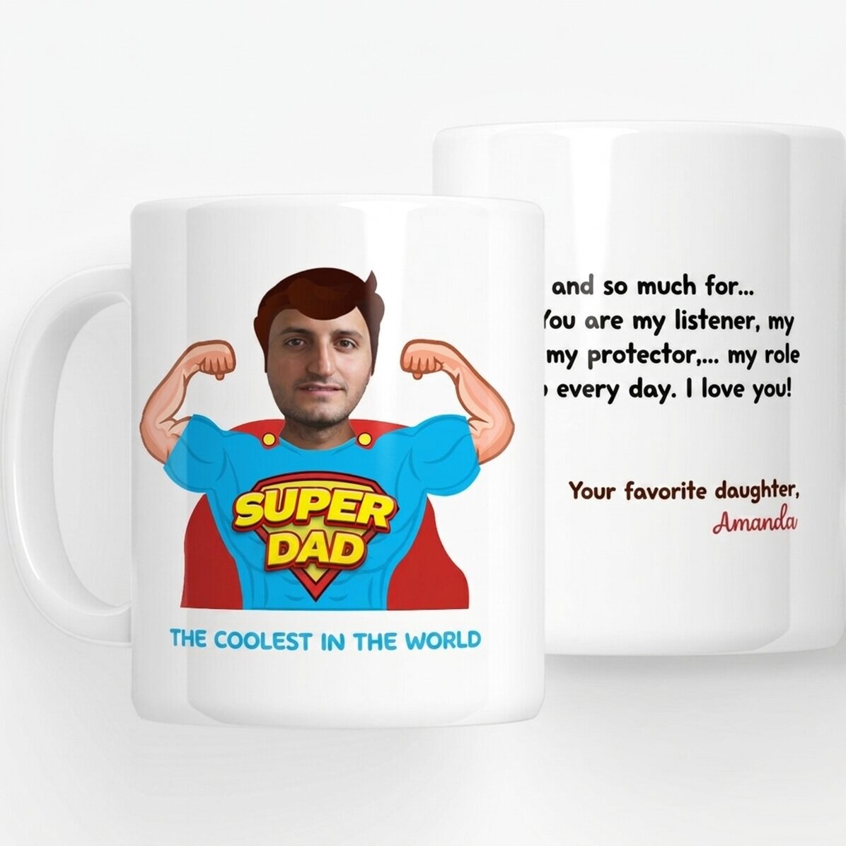 Personalised mug with a photo and message - Dad, my hero