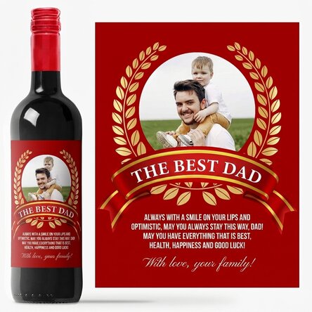 Personalised wine with text and a photo for dad - The best dad ever