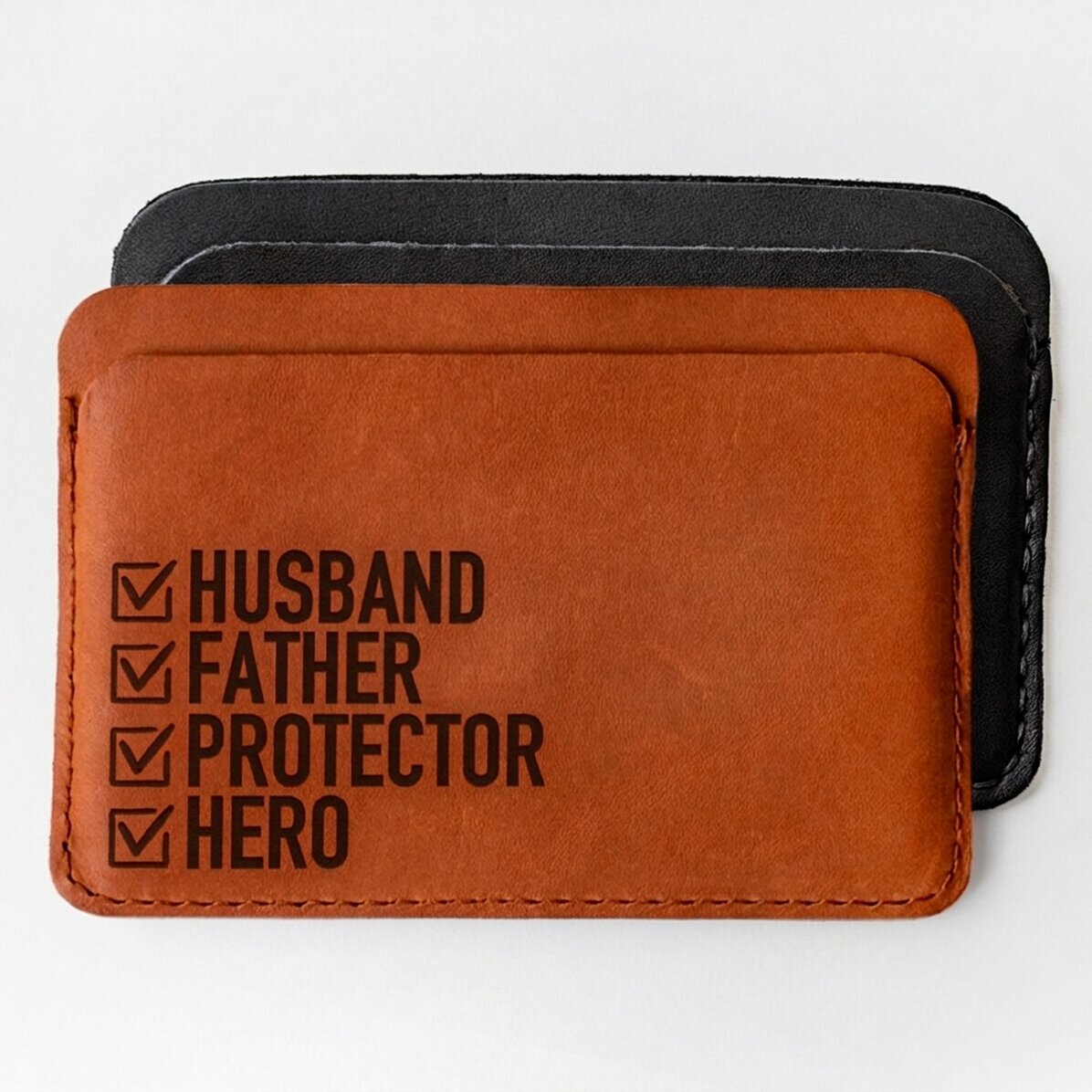 Personalised leather wallet with text - HERO