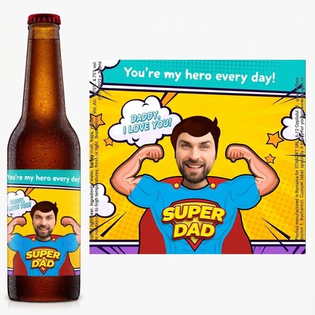 Personalised beer with photo and text - Super Dad