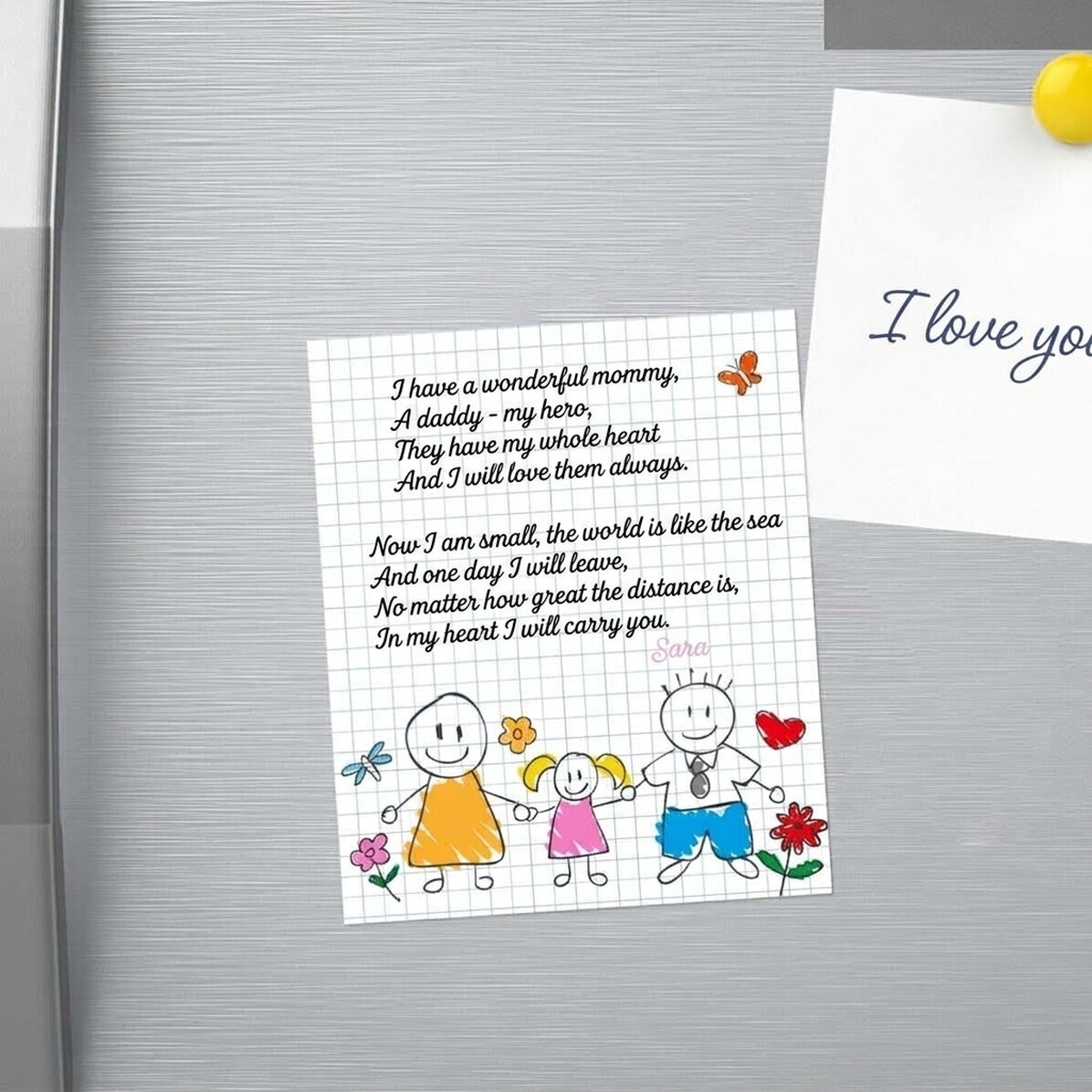 10x12 cm magnet personalised with a poem for parents - Little Girl