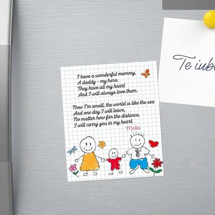 10x12 cm magnet personalised with a poem for parents - Boy