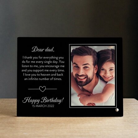 Personalised desk photo frame with a photo and message - With love