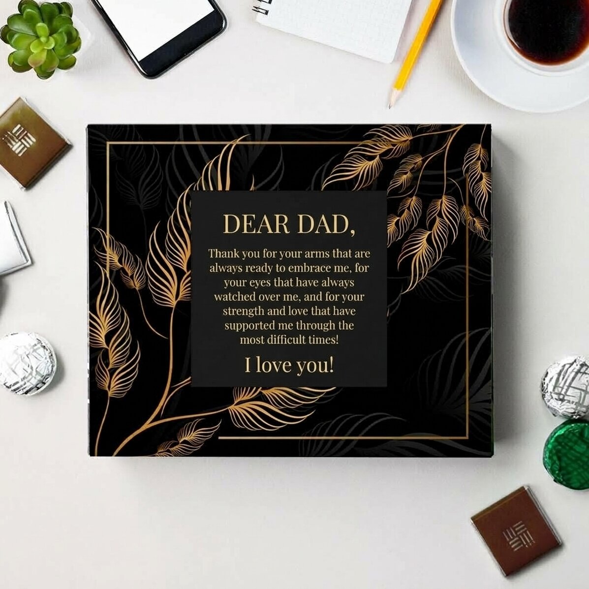 Personalised box of chocolates with text - Dear Dad