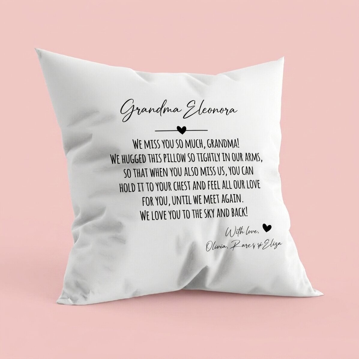 Personalised cushion with a message for your loved ones
