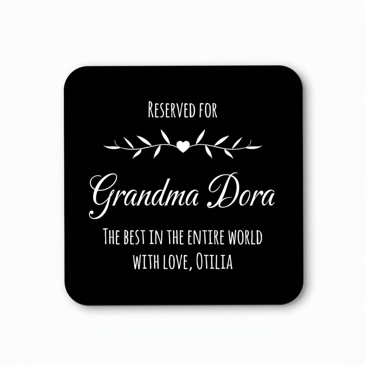 Personalised glass holder with text - Reserved
