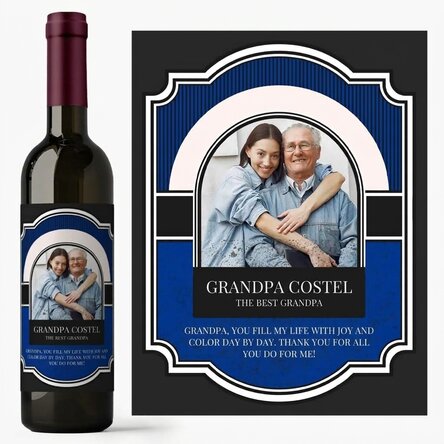 Personalised wine with text and photo for grandpa