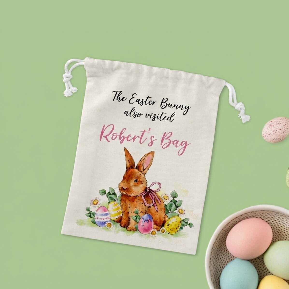 Small gift bag personalised with text - Easter Bunny