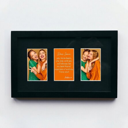 Personalised picture frame with 2 photos and message