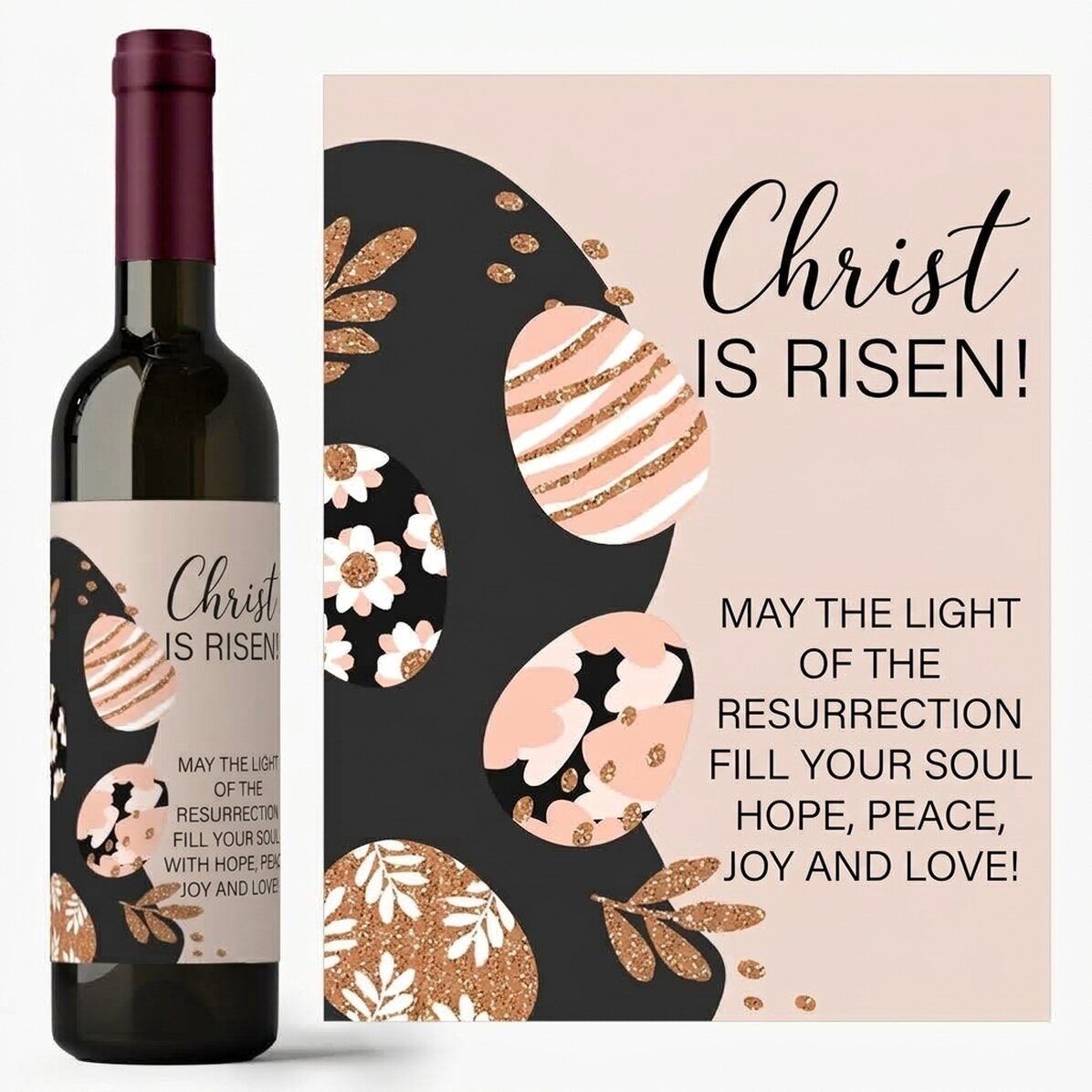 Personalised wine with text - Easter eggs