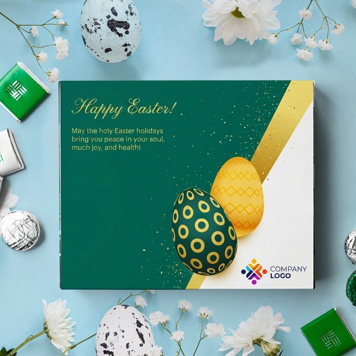 Personalised box of chocolates with logo and message - Easter