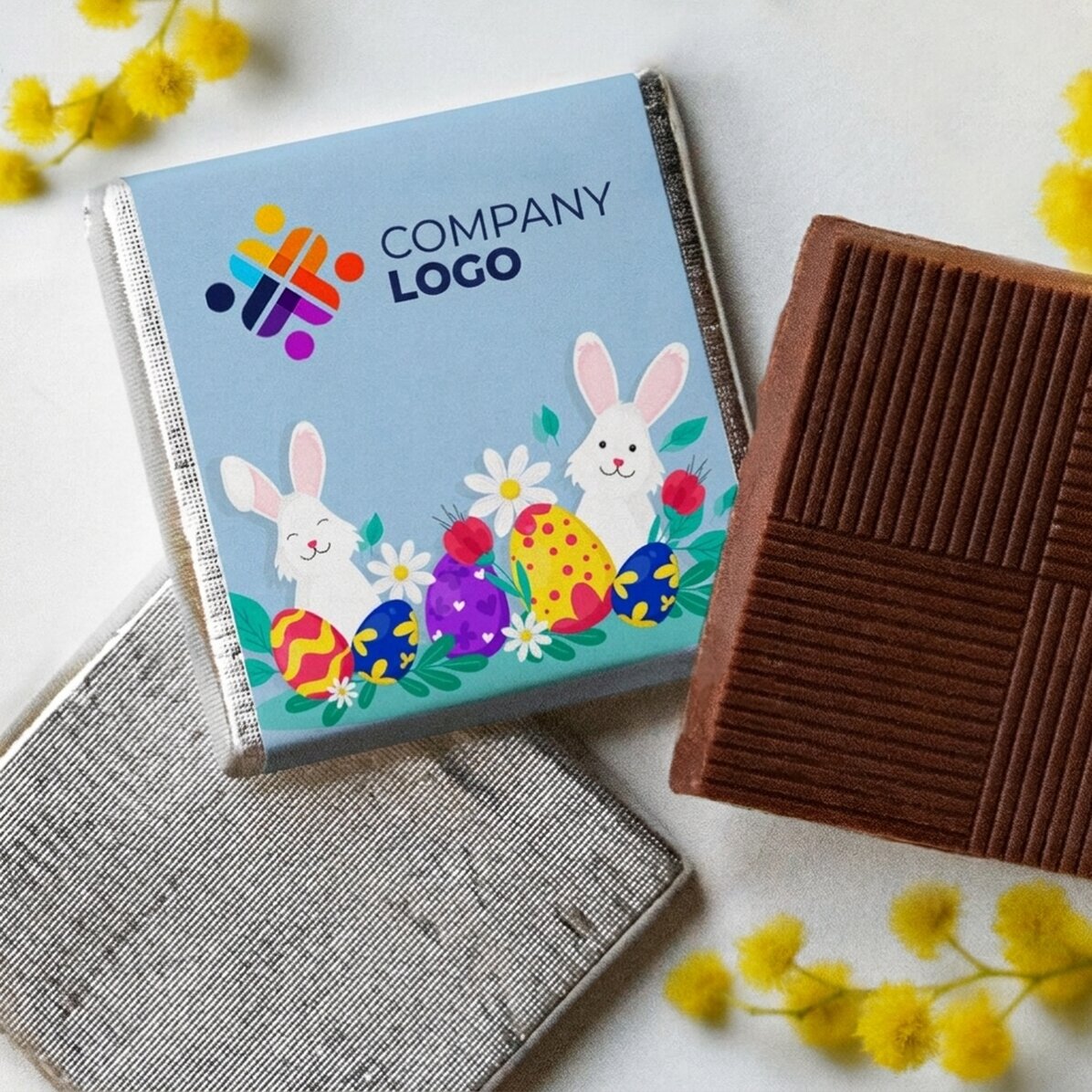 Personalised mini chocolate with logo - Happy Easter