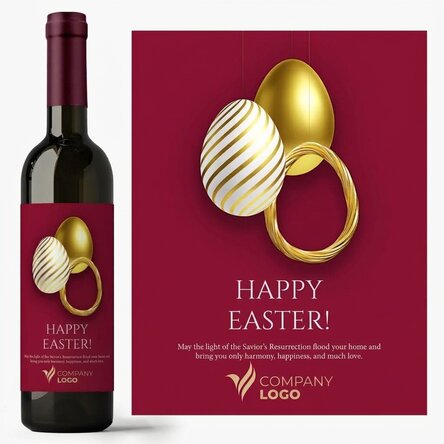 Personalised wine with text and logo - Happy Easter!