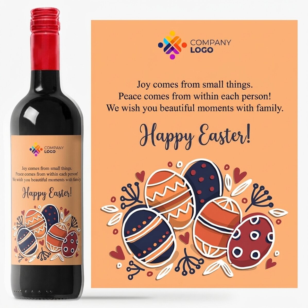 Personalised wine with text and logo for Easter