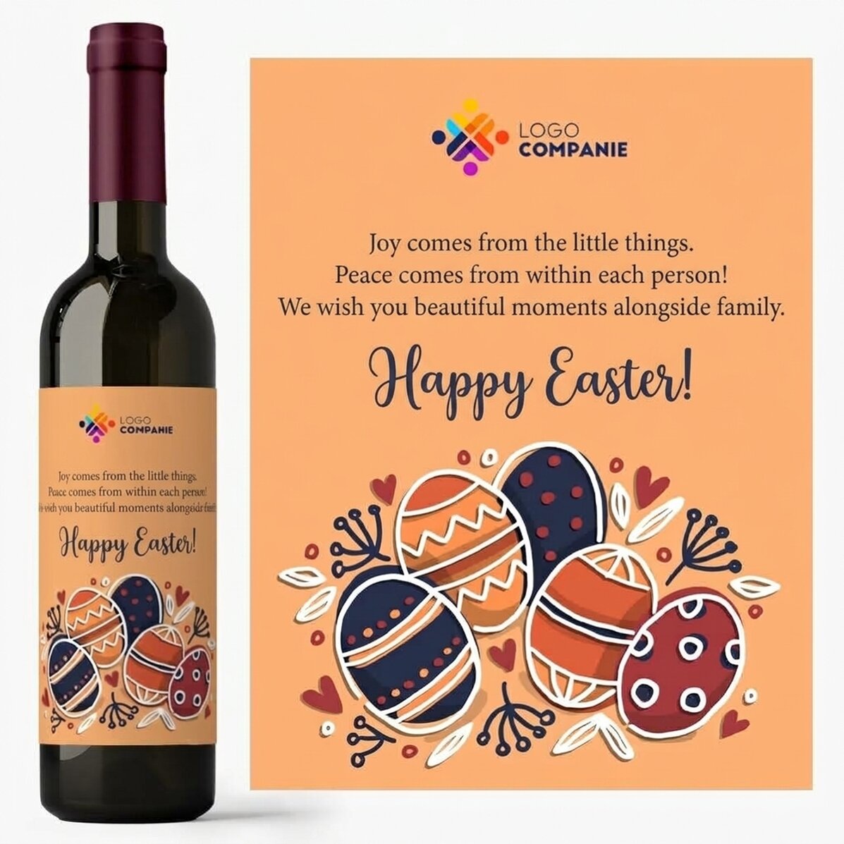 Personalised wine with text and logo for Easter