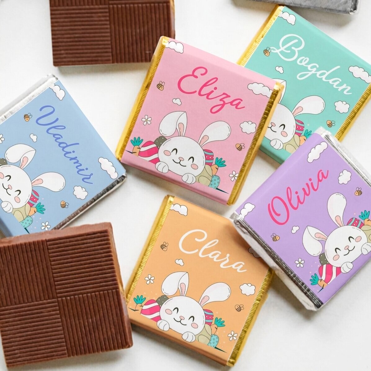 Personalised mini chocolate with name - Easter Bunny
