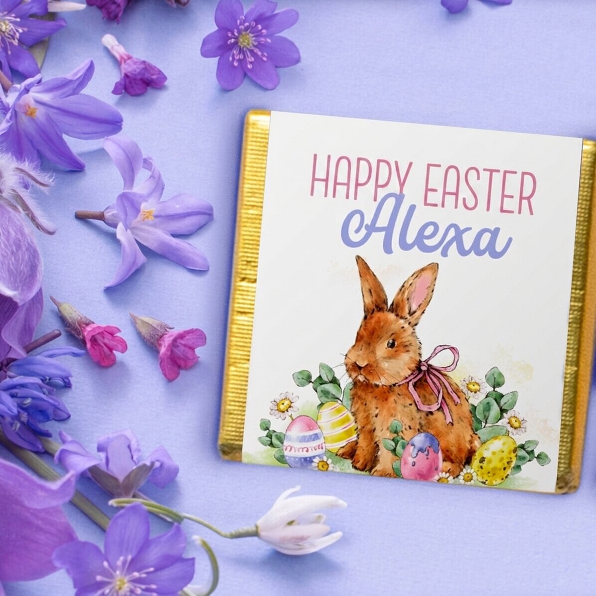 Personalised mini chocolate with text - Bunny