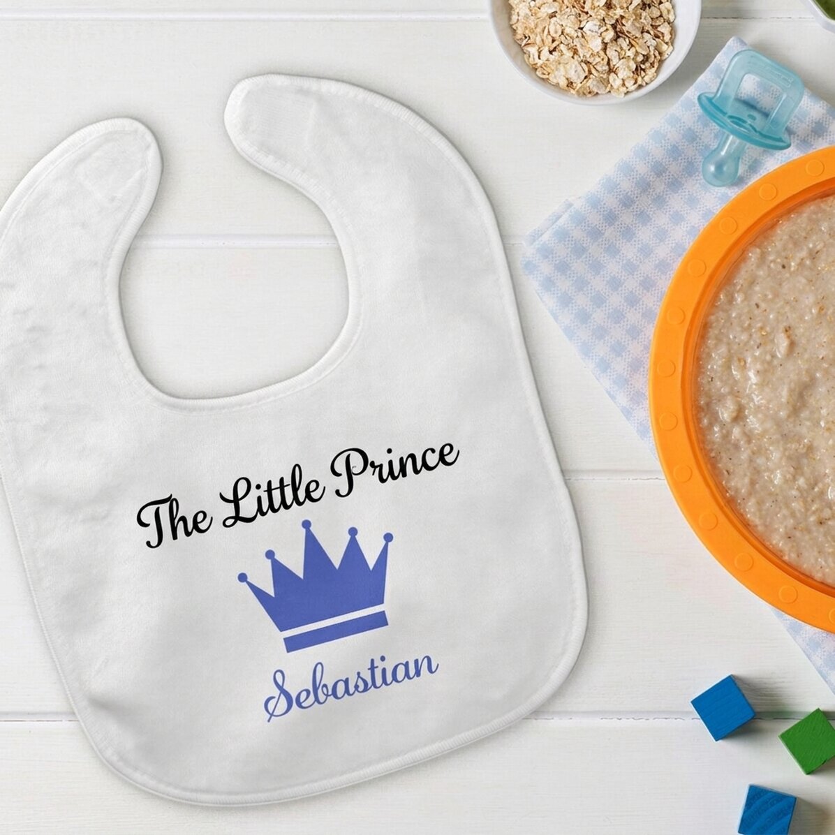 Personalised baby bib with name - Crown
