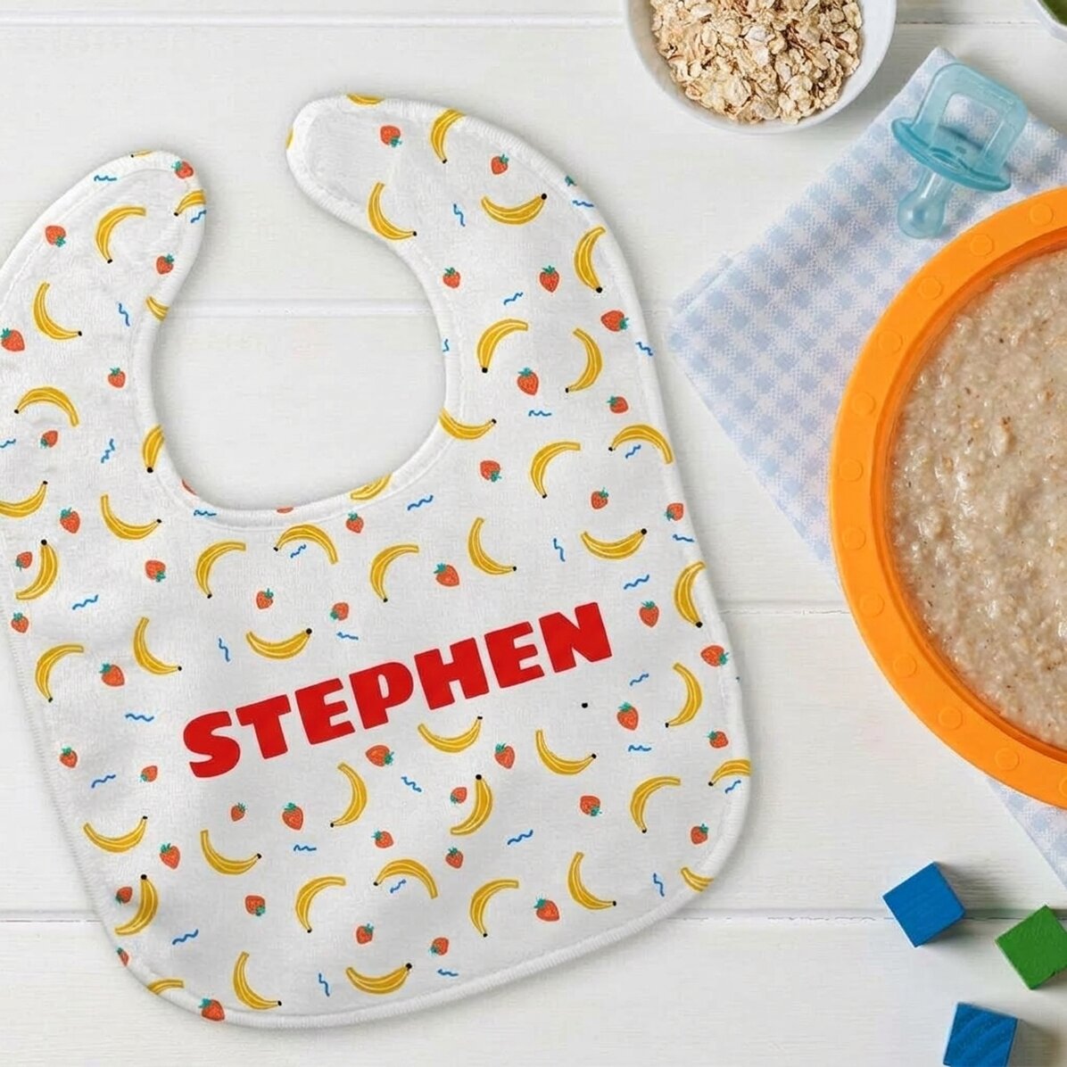 Personalised baby bib with name - Banana